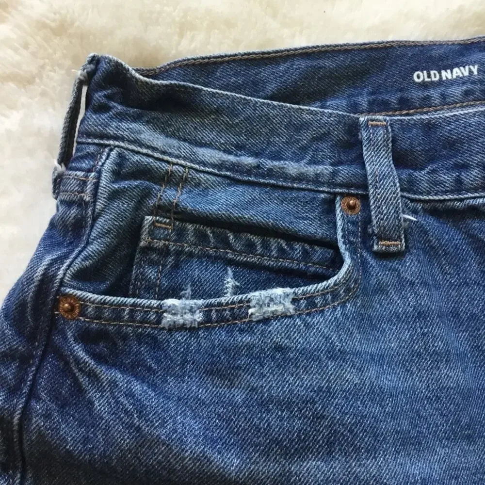 Old Navy Blue High-Rise Slouchy Straight Denim Shorts - Picture 2 of 9